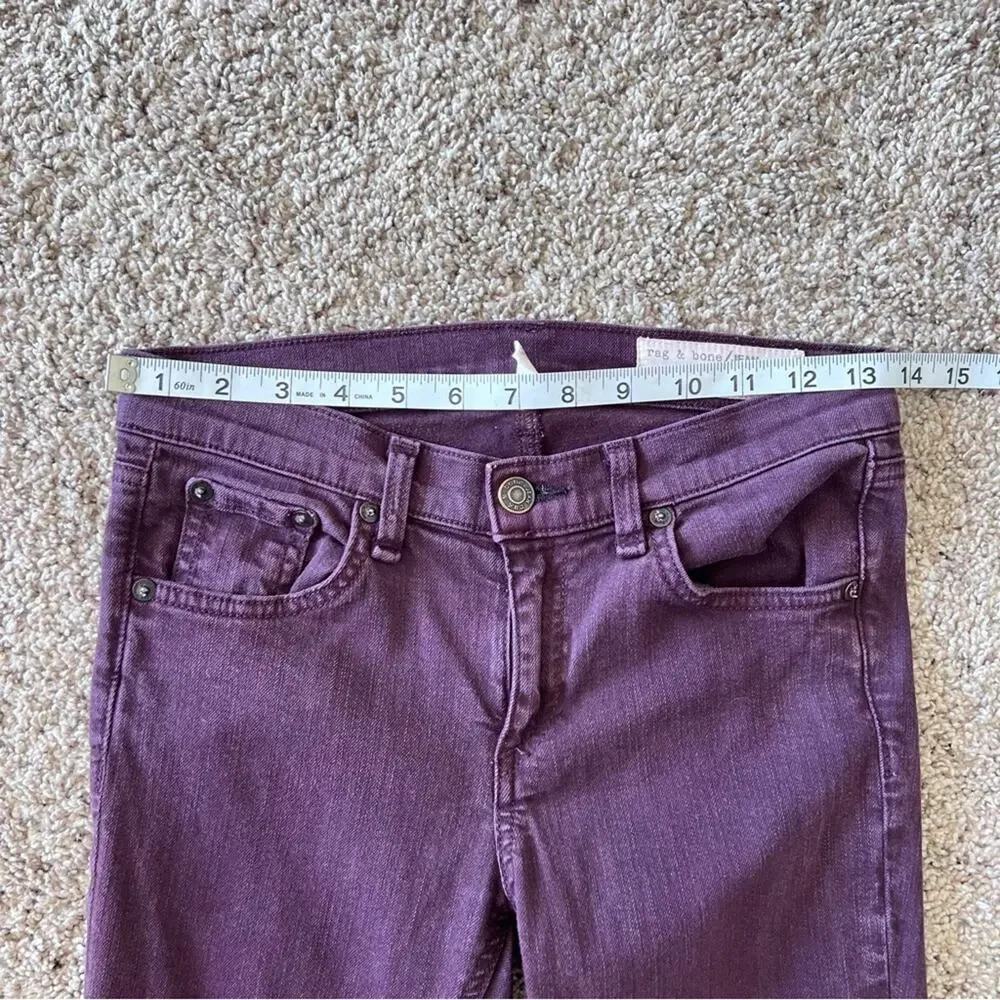 Rag & Bone The Skinny Jean Distressed Wine Zipper Fly Cotton Blend Low‎ Rise